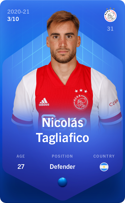 Sorare - Sorare Official - Nicolás Tagliafico 2020-21 • Super Rare 3/10 - NFT # 63276000104741655990723271946193429503178500263340207916576179990276697637750