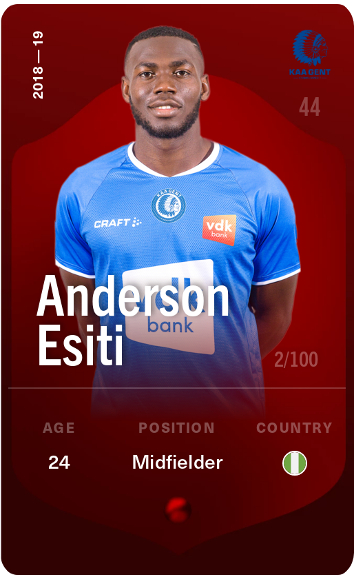 Sorare - Sorare Official - Anderson Esiti 2018-19 • Rare 2/100 - NFT # 5783202859781084709219368191038373469670969584188213182437248126051824486116