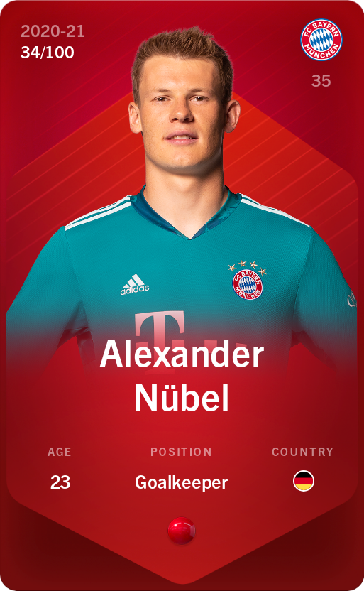 Sorare - Sorare Official - Alexander Nübel 2020-21 • Rare 34/100 - NFT # 85329942392012220140455763414912181477557914107975366278887382977238823131273