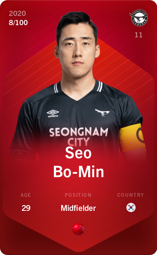 Sorare - Sorare Official - Seo Bo-Min 2020-21 • Rare 8/100 - NFT # 72410485247811352084812062899351430360581703006942611708634703515386207821889
