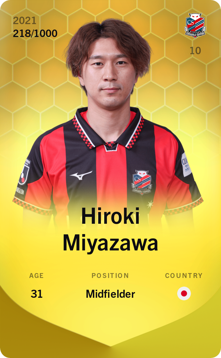 Sorare - Sorare Official - Hiroki Miyazawa 2021-22 • Limited 218/1000 - NFT # 105092333865480213017258251864646627559588128978118698511313161924644336941824