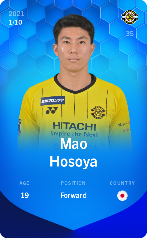 Sorare - Sorare Official - Mao Hosoya 2021-22 • Super Rare 1/10 - NFT # 68777420163604450907600552941095246057752769001610131317353493039004184595975