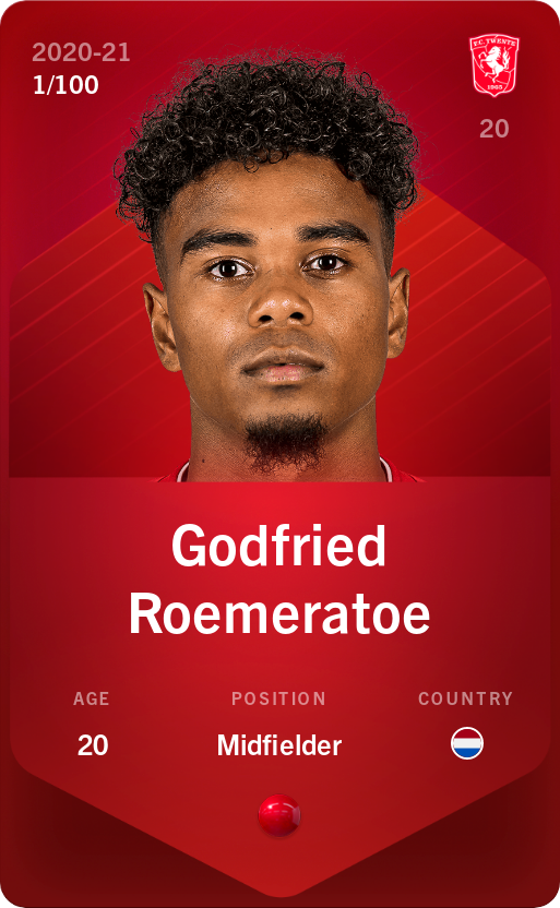Sorare - Sorare Official - Godfried Roemeratoe 2020-21 • Rare 1/100 - NFT # 91983250935771134546241589570068162316632275598215940046836451032455129162878