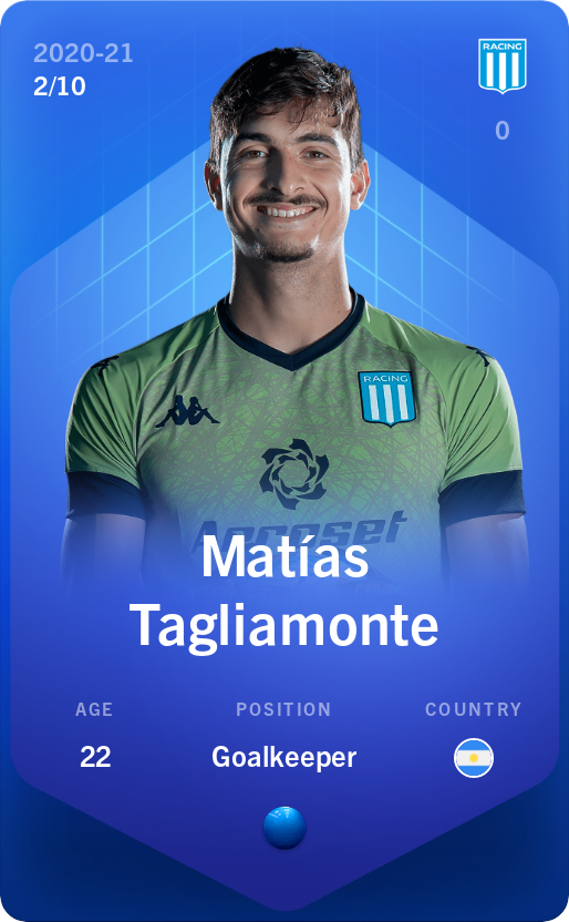 Sorare - Sorare Official - Matías Tagliamonte 2020-21 • Super Rare 2/10 - NFT # 32247760085334197364461971490065163243820115533463368426158263907087895073672