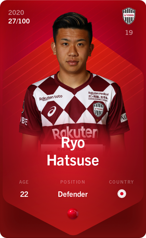 Sorare - Sorare Official - Ryo Hatsuse 2020-21 • Rare 27/100 - NFT # 88828277584046822287962320874953836604781256798422789284147684587392866263131