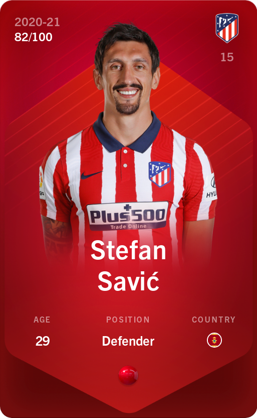 Sorare - Sorare Official - Stefan Savić 2020-21 • Rare 82/100 - NFT # 50592811155018292104449108975733285221779712282258405530849187434380309590223