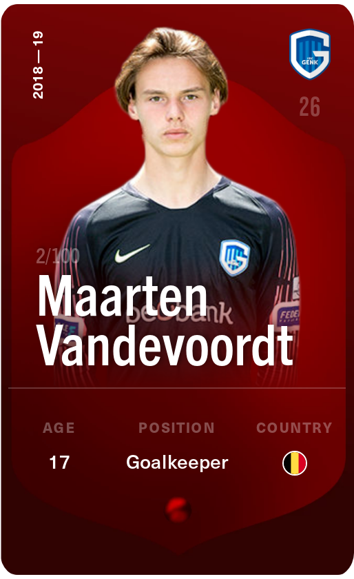 Sorare - Sorare Official - Maarten Vandevoordt 2018-19 • Rare 2/100 - NFT # 59045356435136279781115077487560810144220552197365572809777302444481992807170