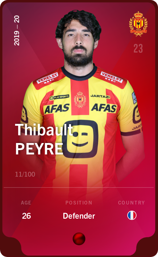 Sorare - Sorare Official - Thibault Peyre 2019-20 • Rare 11/100 - NFT # 68920939769527026409384618250507265580703530785713348324234005120429799551276