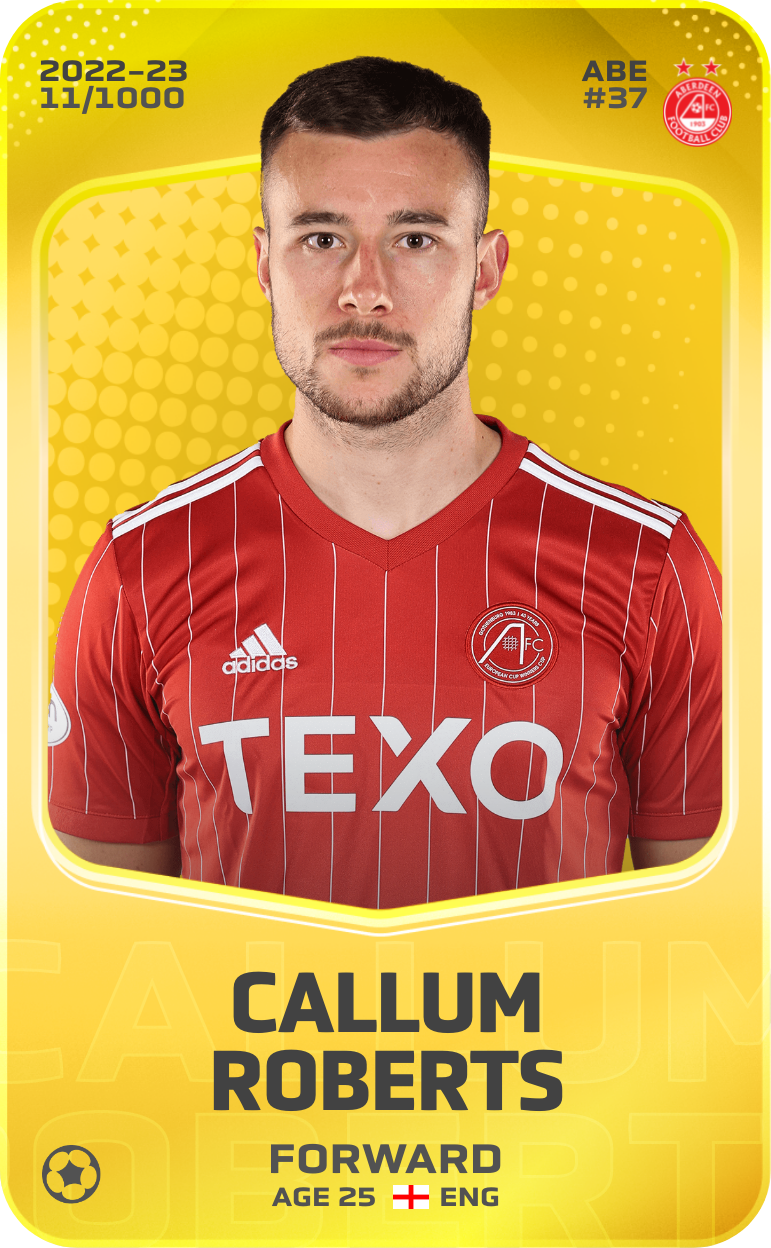 Sorare - Sorare Official - Callum Roberts 2022-23 • Limited 11/1000 - NFT # 102204310739840734965316281572150489138010555362817360785349468668820665068284