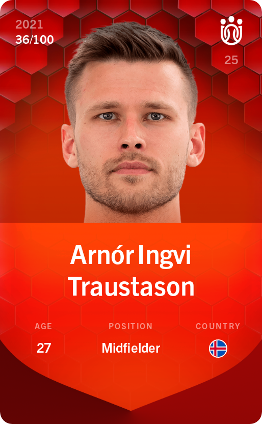Sorare - Sorare Official - Arnór Ingvi Traustason 2021-22 • Rare 36/100 - NFT # 5437606253102305572079535883532829524807736603000104751730511978533193667547