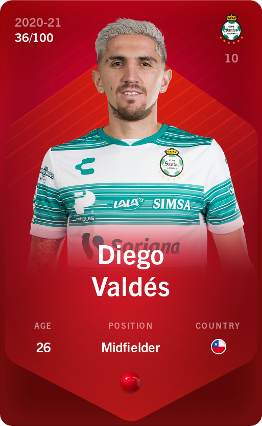 Sorare - Sorare Official - Diego Valdés 2020-21 • Rare 36/100 - NFT # 35356460559900864842995056436049253734909229965602008466288030050573613944922