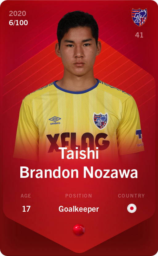 Sorare - Sorare Official - Taishi Brandon Nozawa 2020-21 • Rare 6/100 - NFT # 8889772334645389135784751607687944049078251464991030880359223022641313034441