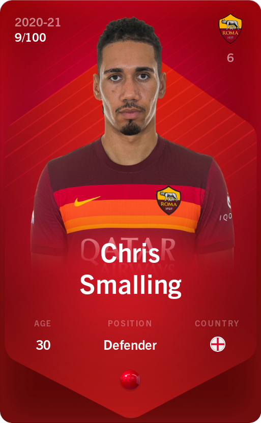 Sorare - Sorare Official - Chris Smalling 2020-21 • Rare 9/100 - NFT # 100420054581269014910008896545602865479981639355187128431736443546881059476156