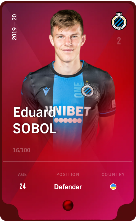Sorare - Sorare Official - Eduard Sobol 2019-20 • Rare 16/100 - NFT # 115511110954908664223489819126677248748774086469992242777804856617340198362646
