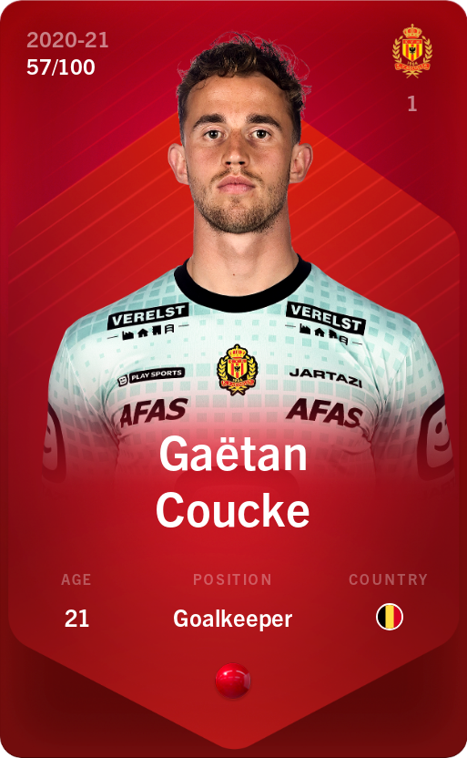 Sorare - Sorare Official - Gaëtan Coucke 2020-21 • Rare 57/100 - NFT # 18466389817845684868168168288383290223422100848196521219095823361148398084066