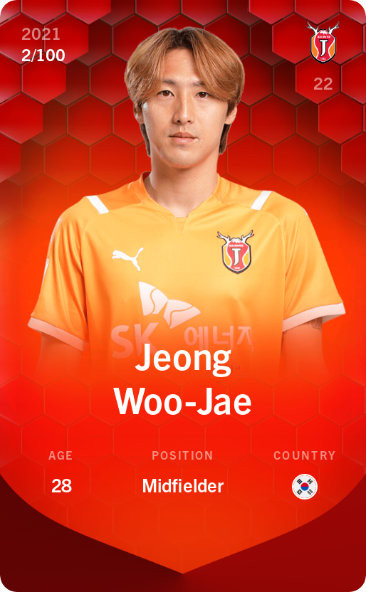 Sorare - Sorare Official - Jeong Woo-Jae 2021-22 • Rare 2/100 - NFT # 10921021667726794112657010094599072157908799160934397204761173930693767564564