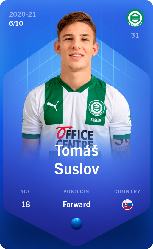 Sorare - Sorare Official - Tomáš Suslov 2020-21 • Super Rare 6/10 - NFT # 55824485580989036137786414895436855139351081997500713772845328734462072403499