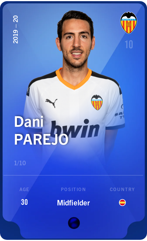 Sorare - Sorare Official - Dani Parejo 2019-20 • Super Rare 1/10 - NFT # 99309977007709593510920606066012833546977285418857566972986460919220801050309