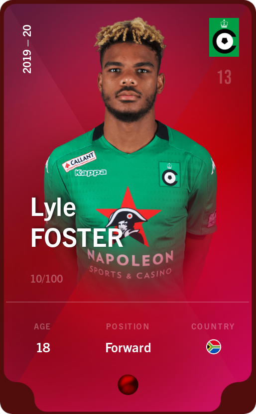 Sorare - Sorare Official - Lyle Foster 2019-20 • Rare 10/100 - NFT # 91371789330609652204576150973663508532812002562160548179306053391664905899443