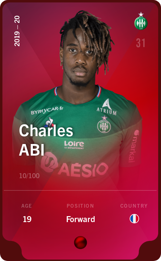 Sorare - Sorare Official - Charles Abi 2019-20 • Rare 10/100 - NFT # 51573557445562403690850457526889481348912537698051372196027220372165296938028