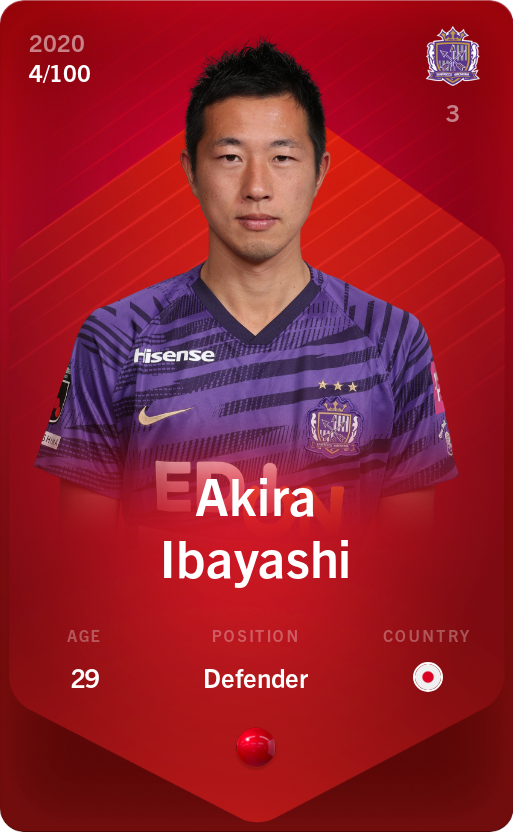 Sorare - Sorare Official - Akira Ibayashi 2020-21 • Rare 4/100 - NFT # 100509340882402809848731262467428656684641797349053886992236452400865071528834