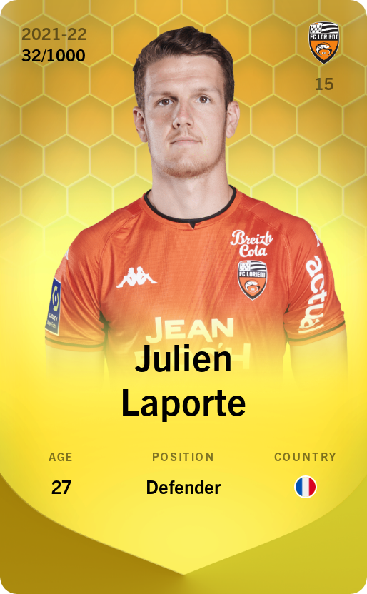 Sorare - Sorare Official - Julien Laporte 2021-22 • Limited 32/1000 - NFT # 77533567708153673650109273884414164786918135470358699597479562465415292976743