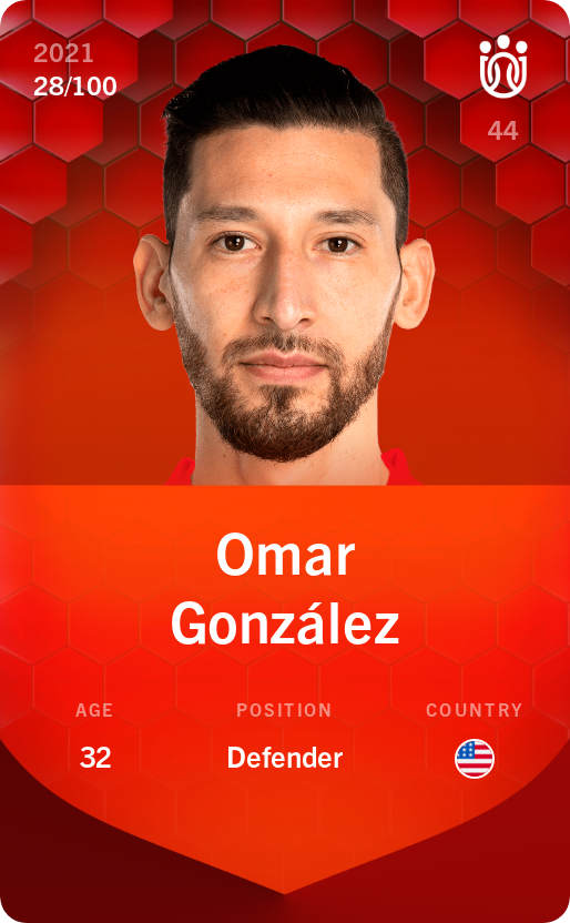 Sorare - Sorare Official - Omar González 2021-22 • Rare 28/100 - NFT # 71278029968775472526738185211543857151841744458024625180439682543283176742873