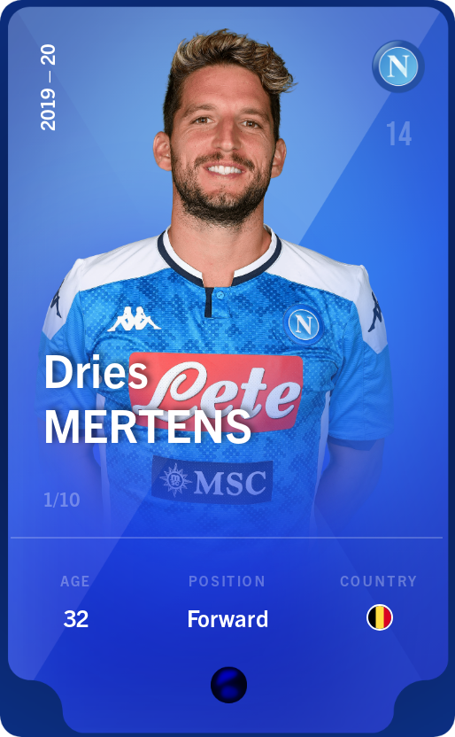Sorare - Sorare Official - Dries Mertens 2019-20 • Super Rare 1/10 - NFT # 31876032185577352135824287443832299946217349321334719495770350040324896201422