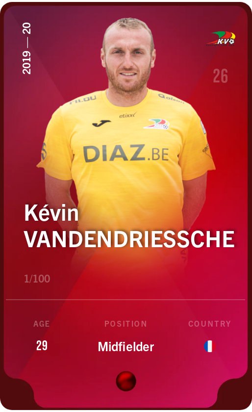 Sorare - Sorare Official - Kévin Vandendriessche 2019-20 • Rare 1/100 - NFT # 23478213674344689178688540733081824321818065397053441415818641980423268005743