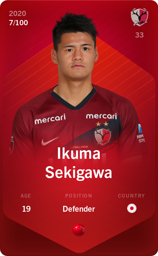 Sorare - Sorare Official - Ikuma Sekigawa 2020-21 • Rare 7/100 - NFT # 33612399078776884035729817979081229163900166168176129636404261062095746635907