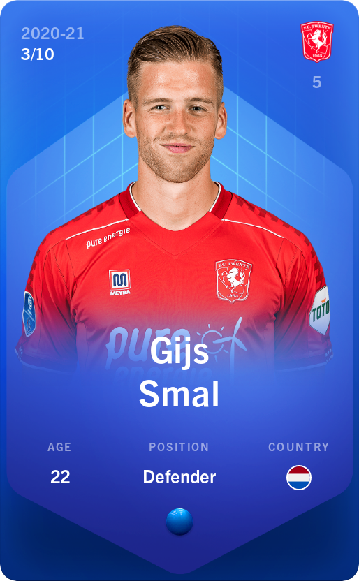 Sorare - Sorare Official - Gijs Smal 2020-21 • Super Rare 3/10 - NFT # 54108431927531484724042636248262005756901902028565527548782194828832640635142