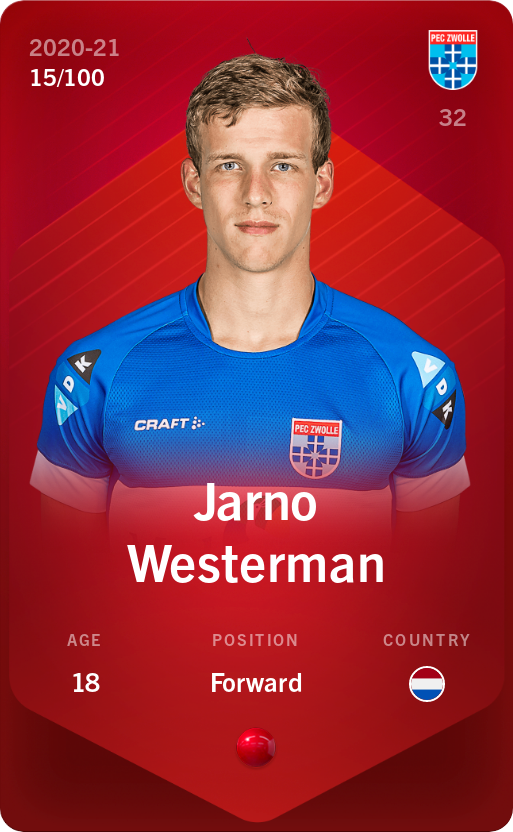 Sorare - Sorare Official - Jarno Westerman 2020-21 • Rare 15/100 - NFT # 78221665041281866597132369510384427954127231254759390034786761568391421530623