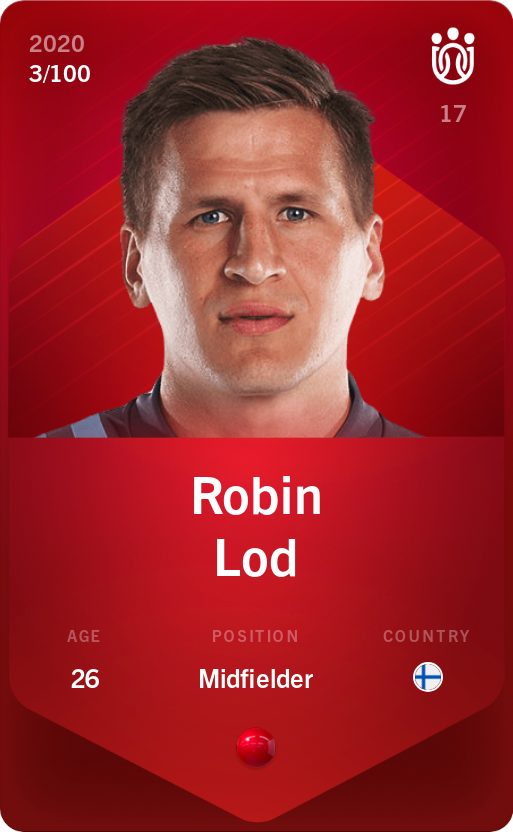 Sorare - Sorare Official - Robin Lod 2020-21 • Rare 3/100 - NFT # 26193554773634636009404159291356905048794025431210110335717338621966657947320