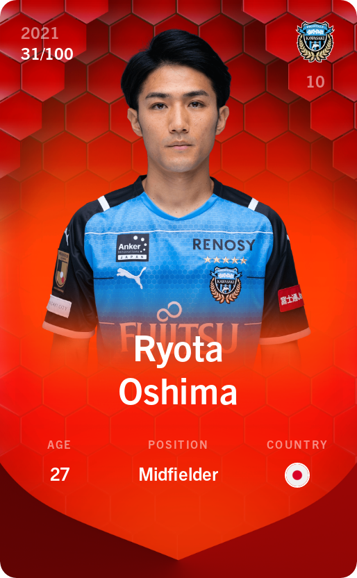 Sorare - Sorare Official - Ryota Oshima 2021-22 • Rare 31/100 - NFT # 20292669984118138736585576028970052116076503284186561369497582326218745552584