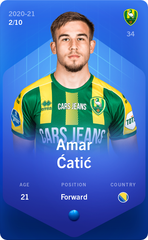 Sorare - Sorare Official - Amar Ćatić 2020-21 • Super Rare 2/10 - NFT # 98053277225106475594330692252452643678327598153128737415532863682429071482134
