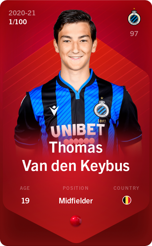 Sorare - Sorare Official - Thomas Van den Keybus 2020-21 • Rare 1/100 - NFT # 34316237523061524552982254277993593252183838592919326236315450203427438675902