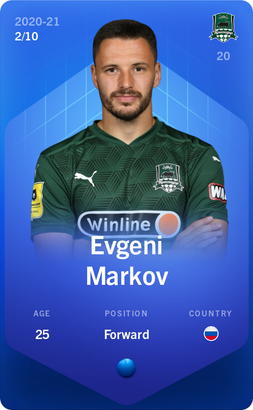 Sorare - Sorare Official - Evgeni Markov 2020-21 • Super Rare 2/10 - NFT # 62087200693184759380018933173158368926317168382981359088154362537435069260413