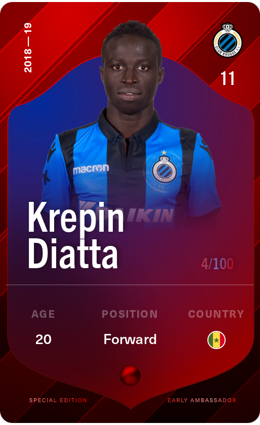 Sorare - Sorare Official - Krepin Diatta 2018-19 • Rare 4/100 - NFT # 33603876811588084281487659832614062360614442223333186410118288149394806158542