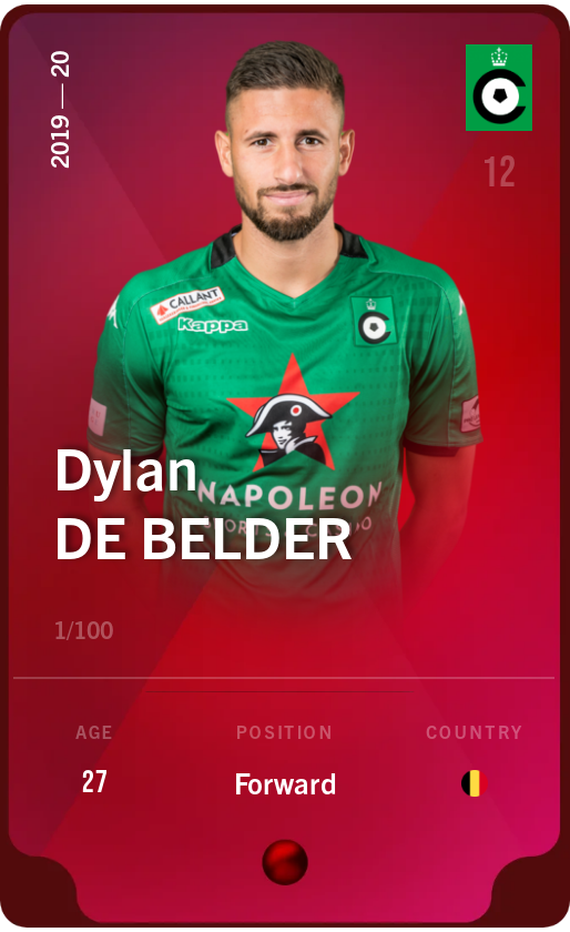 Sorare - Sorare Official - Dylan De Belder 2019-20 • Rare 1/100 - NFT # 87698301520711654918531204022876439360505588268255231315006489614917909031736