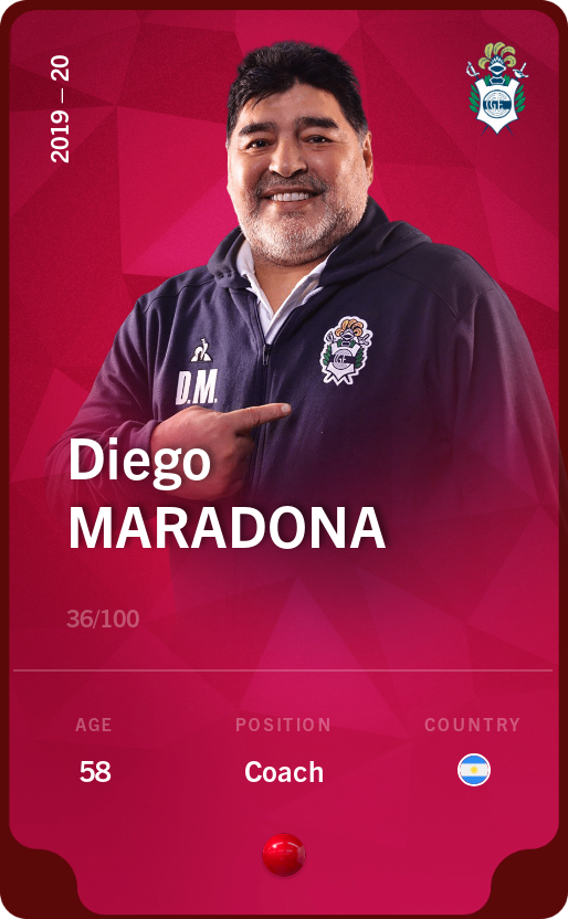 Sorare - Sorare Official - Diego Maradona 2019-20 • Rare 36/100 - NFT # 112375154826591331212740303151336804154325540503508198265860719872079234048767
