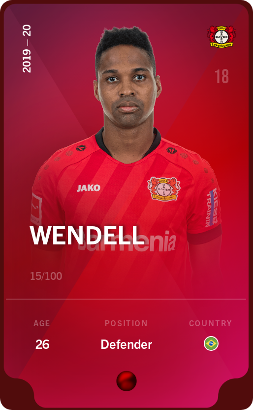 Sorare - Sorare Official - Wendell 2019-20 • Rare 15/100 - NFT # 5396108924053359841466734678113068641692482522308105142938181714101515355481