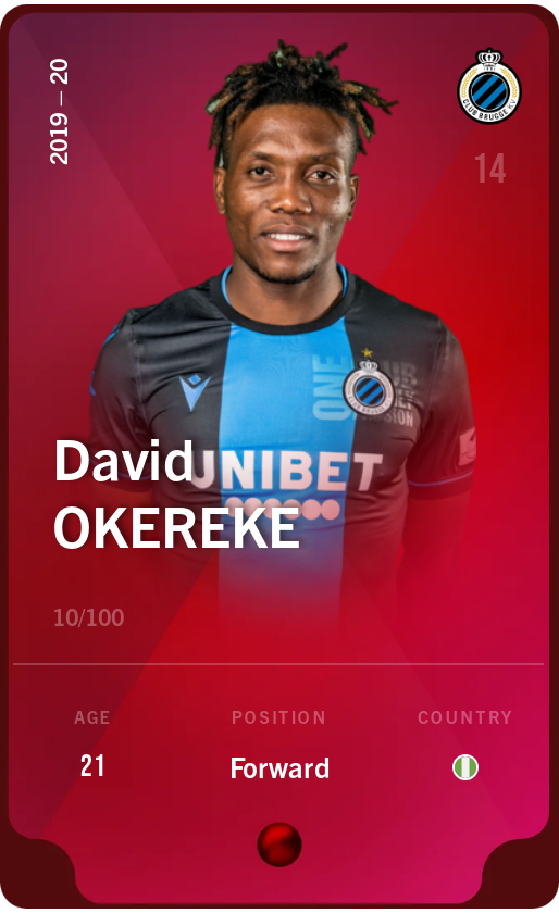 Sorare - Sorare Official - David Okereke 2019-20 • Rare 10/100 - NFT # 46329457511224199519116629077072881305259279940776353297486831964306274164688