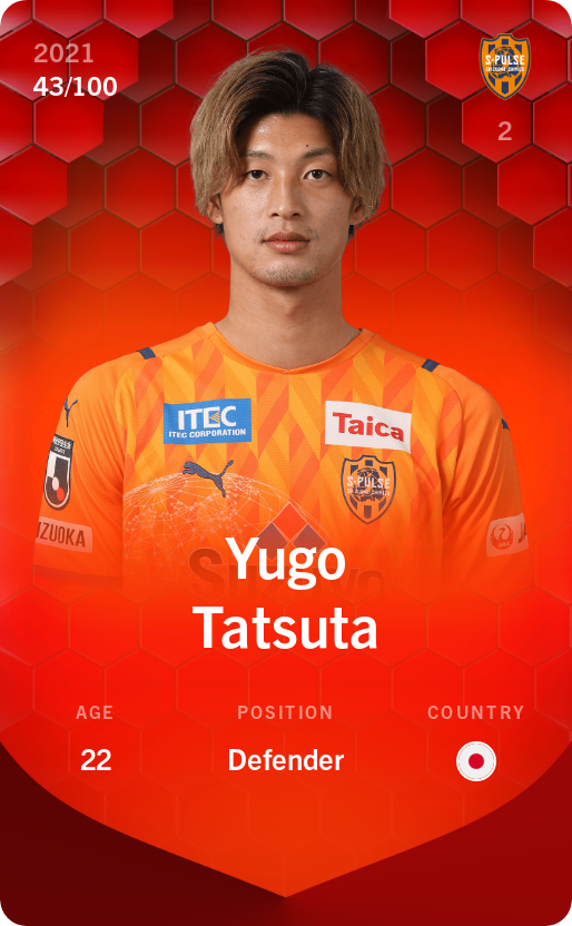 Sorare - Sorare Official - Yugo Tatsuta 2021-22 • Rare 43/100 - NFT # 98090154610798076795841002758227335501581204914537914374189892621644919689018