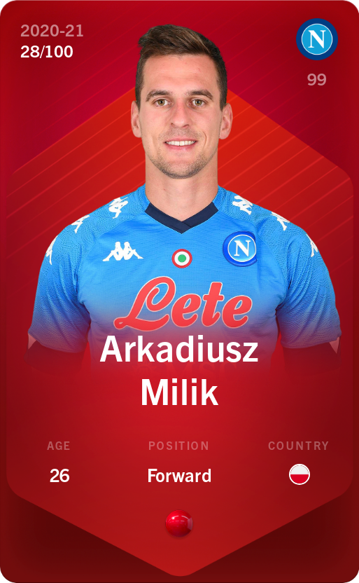 Sorare - Sorare Official - Arkadiusz Milik 2020-21 • Rare 28/100 - NFT # 109048623126822085177234060553208609426532315964695288869598778182973173852082