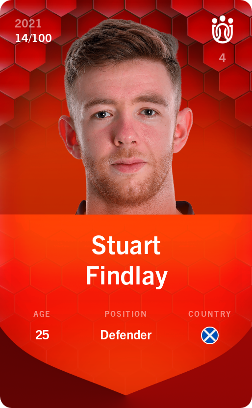 Sorare - Sorare Official - Stuart Findlay 2021-22 • Rare 14/100 - NFT # 28311793419582150561930139326079018411342228764780784401656378061725145048635