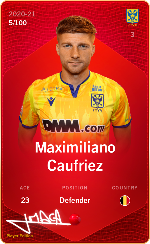 Sorare - Sorare Official - Maximiliano Caufriez 2020-21 • Rare 5/100 - NFT # 56573212068354189312093360503897428006159843926488526316675759990581808498263