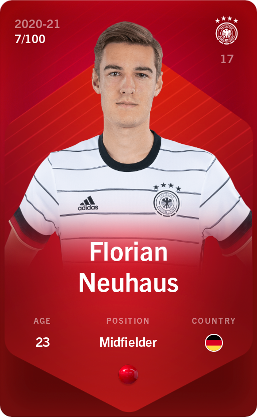 Sorare - Sorare Official - Florian Neuhaus 2020-21 • Rare 7/100 - NFT # 12330981728449537481300320275413141266638271328549392612437937184913839056350