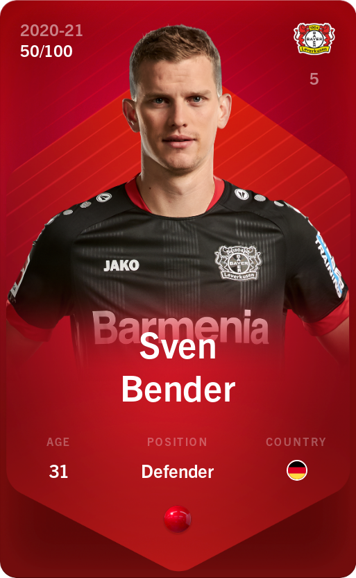 Sorare - Sorare Official - Sven Bender 2020-21 • Rare 50/100 - NFT # 44777546174782906087905622800249093054507035998969877750076301754655115115456