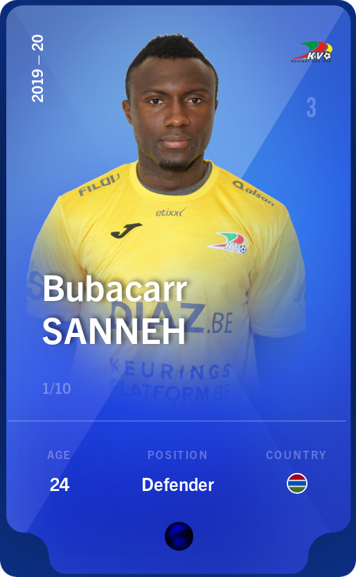 Sorare - Sorare Official - Bubacarr Sanneh 2019-20 • Super Rare 1/10 - NFT # 99785020917694821075228299252270046247332096345408998518442638062048206360103