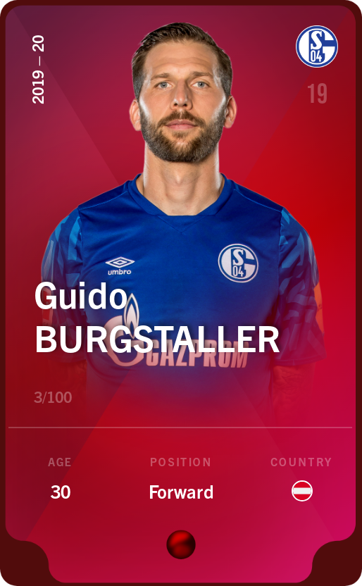 Sorare - Sorare Official - Guido Burgstaller 2019-20 • Rare 3/100 - NFT # 56372254599265881097626604512711220315874672659309779468227581788004830499374